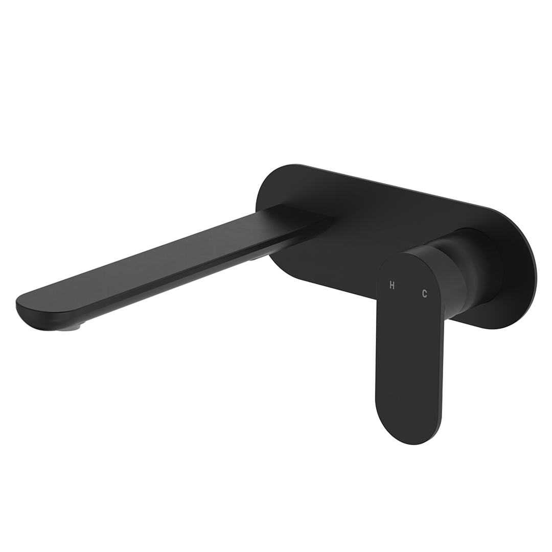 Empire Slim Basin/Bath Wall Fienza Mixer Set Oval Plate 200mm - Matte Black Lf