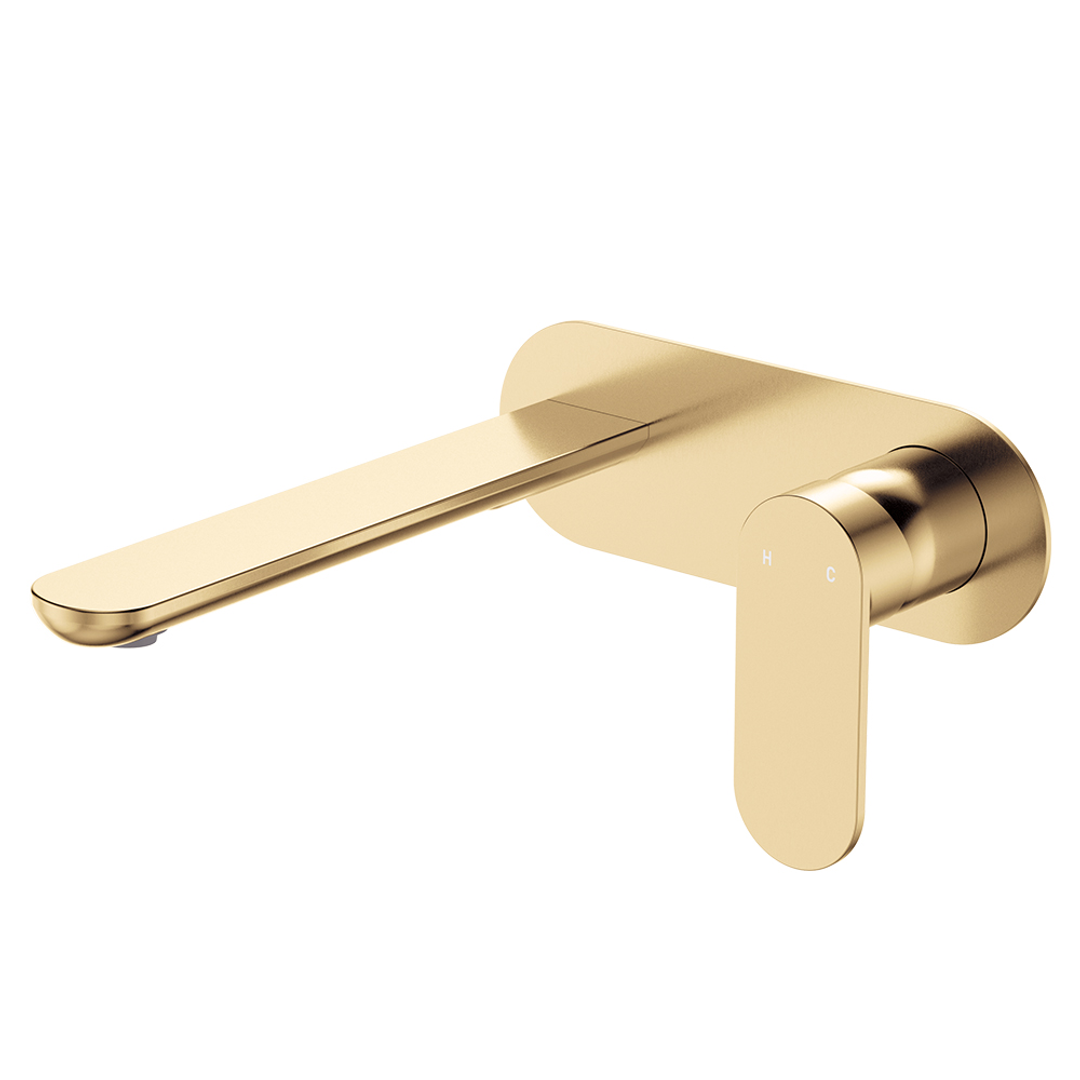 Fienza Empire Slim Basin/Bath Wall Mixer Set Oval Plate 200mm - Urban Brass Lf