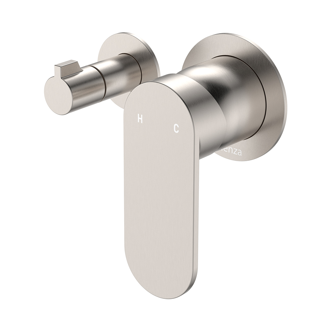 Fienza Empire Slim Wall Diverter Mixer Small Round Plates Horizontal - Brushed Nickel Lf