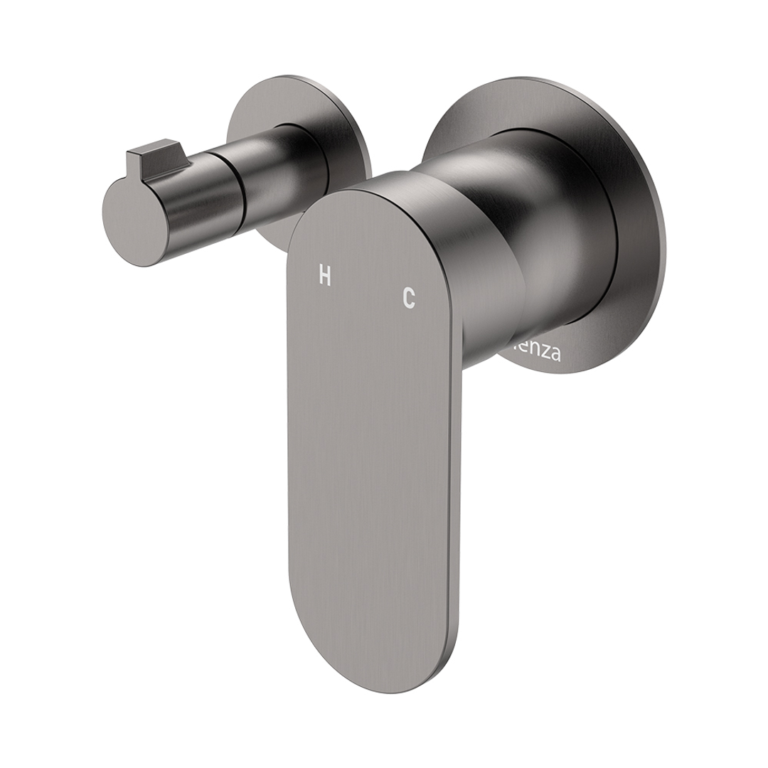 Fienza Empire Slim Wall Diverter Mixer Small Round Plates Horizontal - Gunmetal Lf