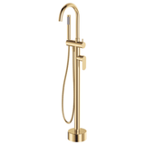 Fienza Empire Slim Floor Mounted Bath Mixer With Hand Shower - Urban Brass