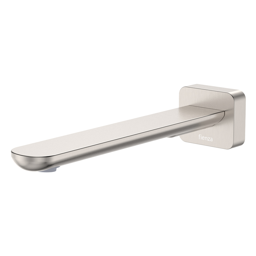 Fienza Empire Slim Wall Basin/Bath Outlet 220mm Square Plate - Brushed Nickel Lf