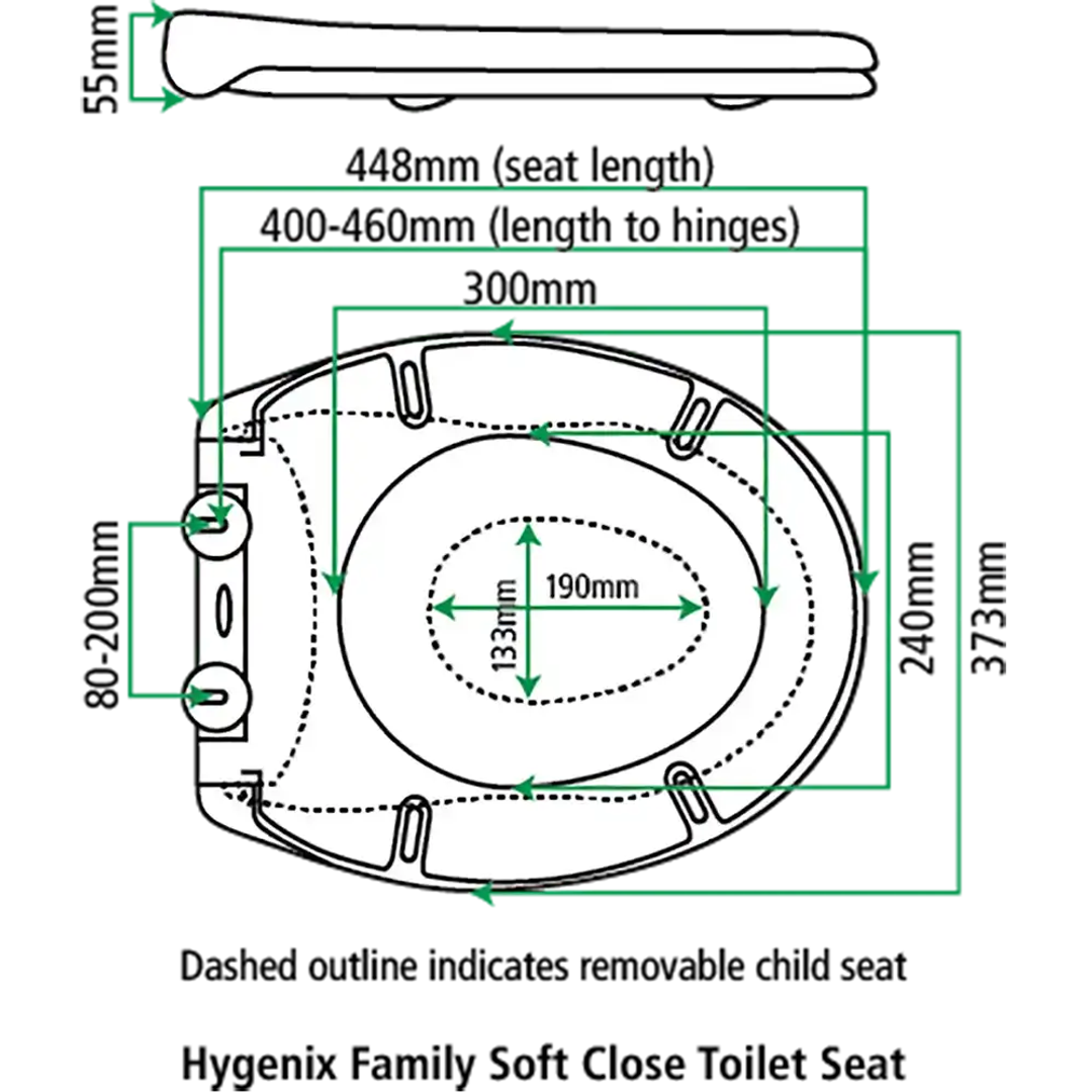 Hygenix Family Soft Close Fix-A-Loo Toilet Seat (245489)