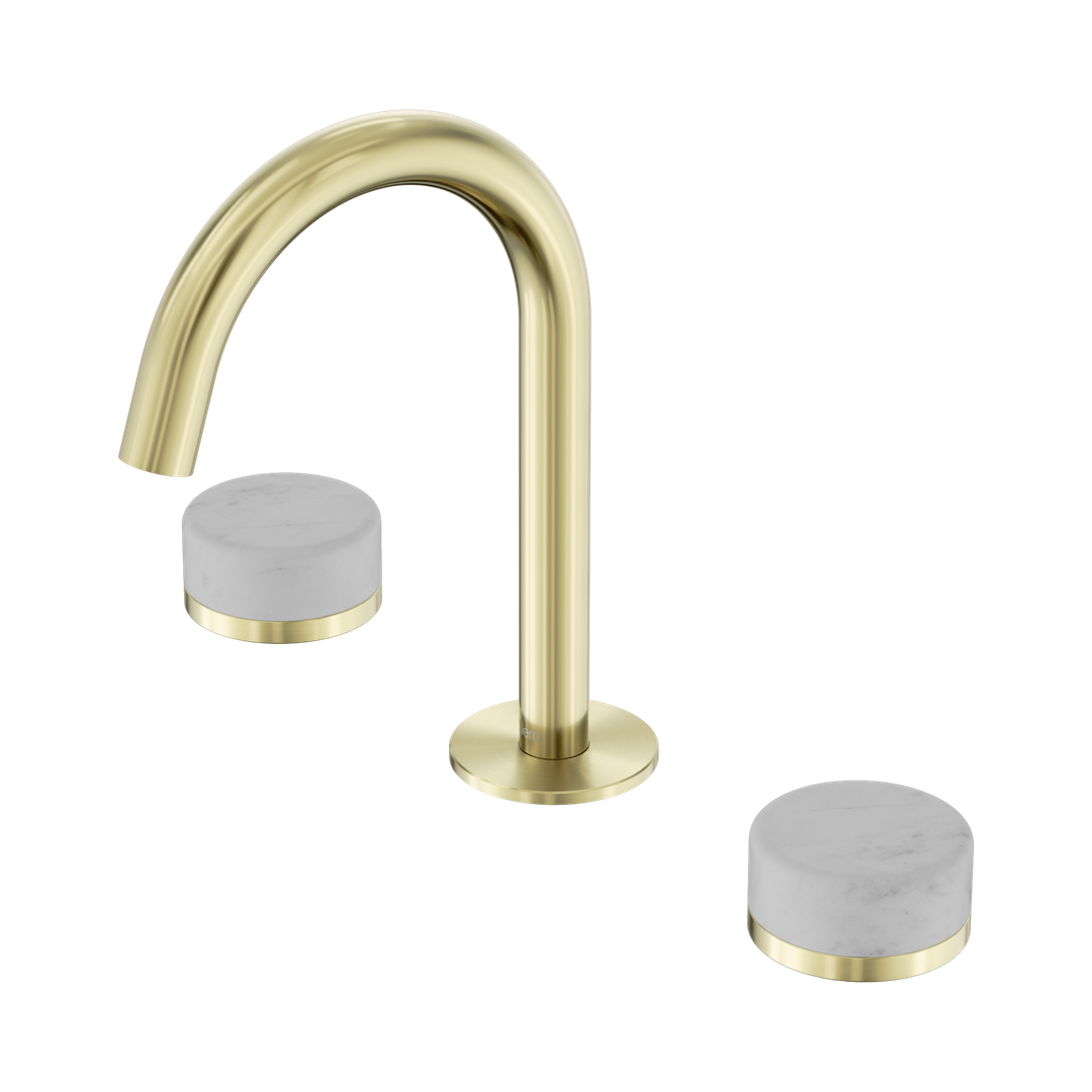 Nero Serenity Basin Set Arc Spout Brushed Gold - Carrara Handle