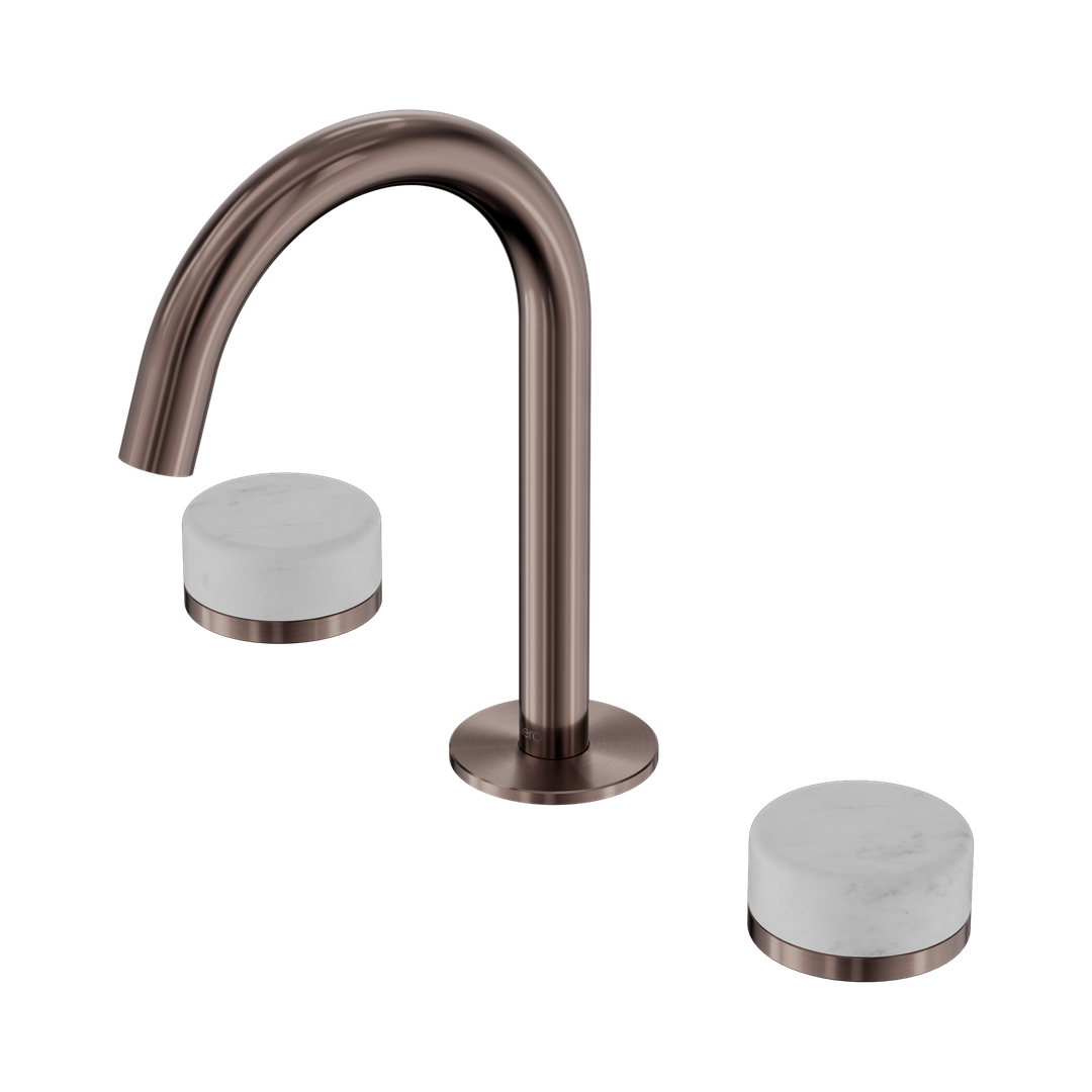 Nero Serenity Basin Set Arc Spout Brushed Bronze - Carrara Handle