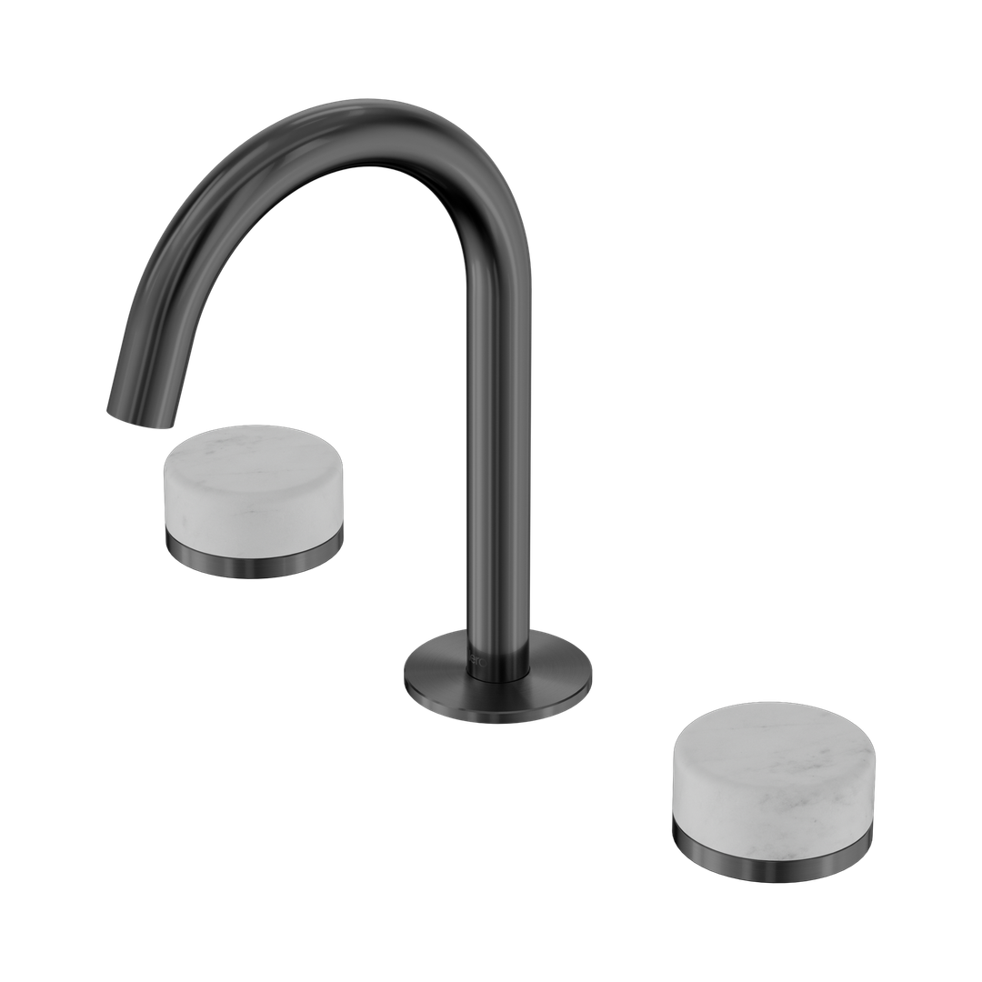 Nero Serenity Basin Set Arc Spout Gunmetal - Carrara Handle