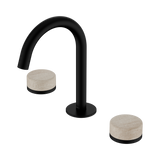 Nero Serenity Basin Set Arc Spout Matte Black - Rome Travertine Handle