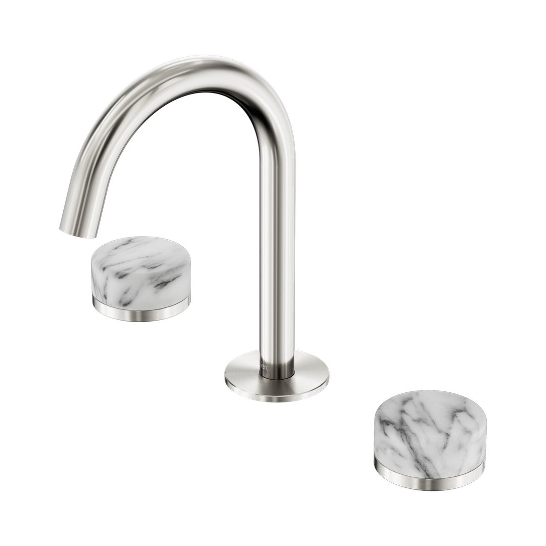 Nero Serenity Basin Set Arc Spout Brushed Nickel - Arabescato Corchia Handle