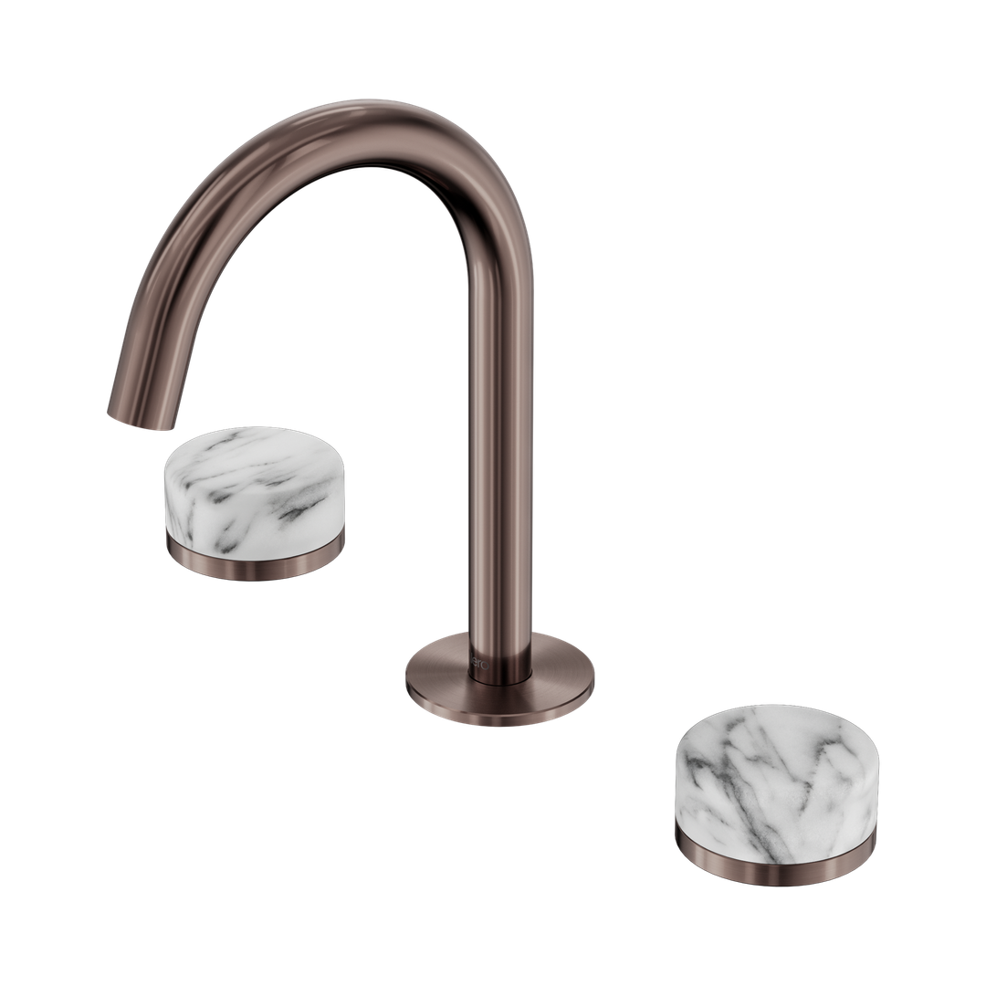 Nero Serenity Basin Set Arc Spout Brushed Bronze - Arabescato Corchia Handle