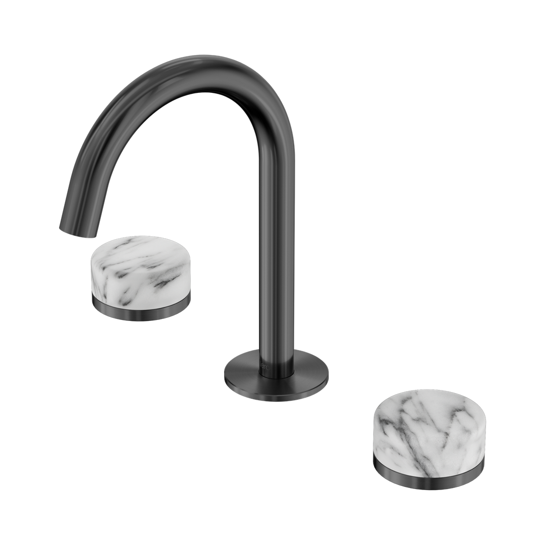 Nero Serenity Basin Set Arc Spout Gunmetal - Arabescato Corchia Handle