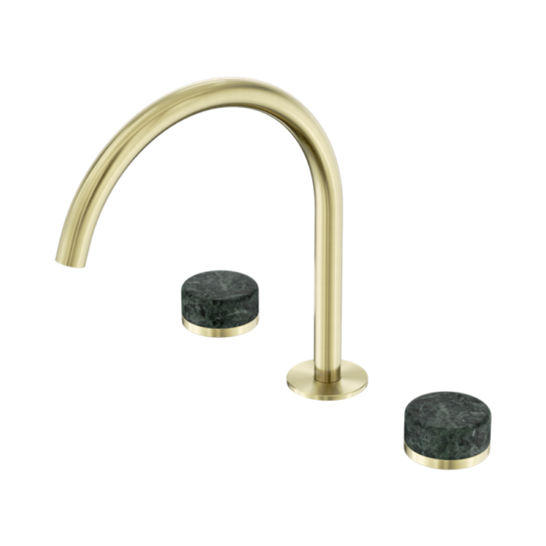 Nero Serenity Bath/Kitchen Set Arc Spout Brushed Gold - Verde Alpi Handle