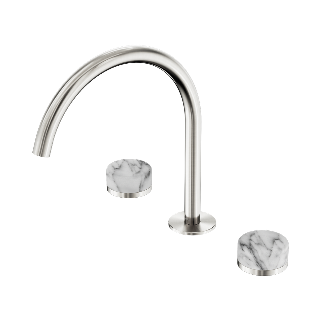 Nero Serenity Bath/Kitchen Set Arc Spout Brushed Nickel - Arabescato Corchia Handle