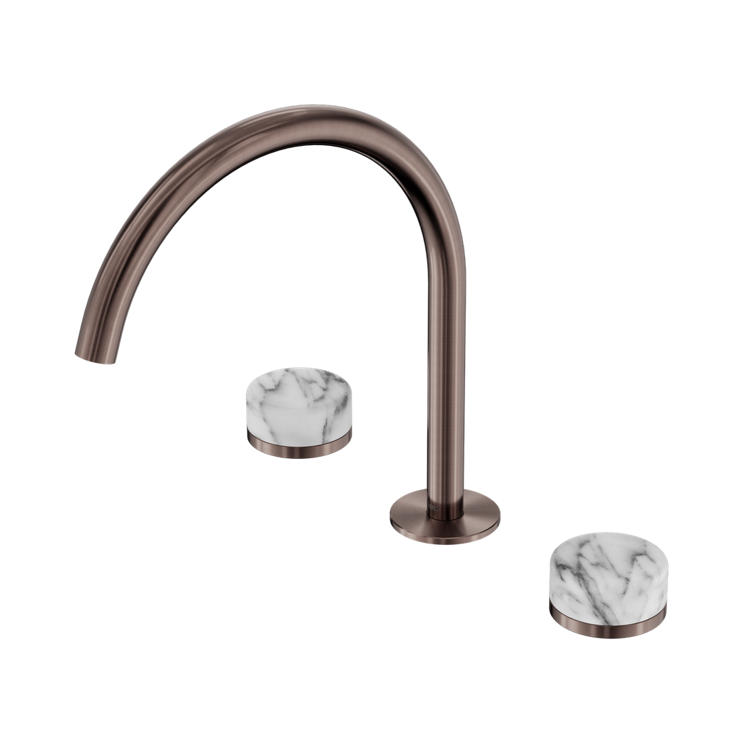 Nero Serenity Bath/Kitchen Set Arc Spout Brushed Bronze - Arabescato Corchia Handle