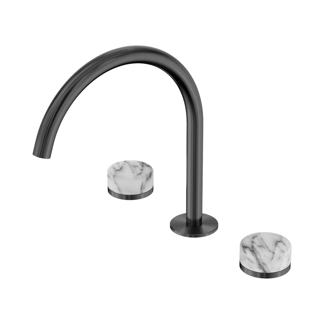 Nero Serenity Bath/Kitchen Set Arc Spout Gunmetal - Arabescato Corchia Handle