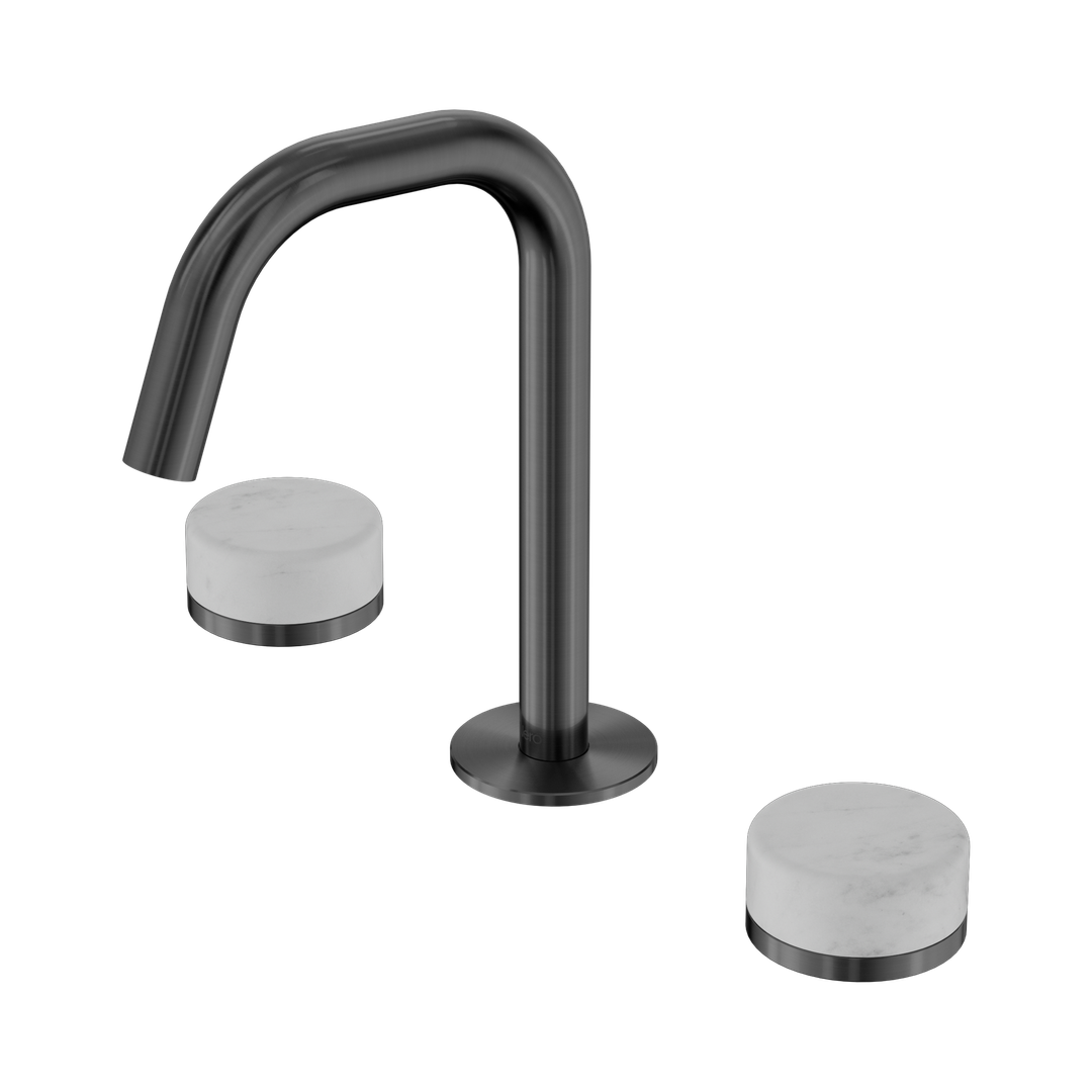 Nero Serenity Basin Set Edge Spout Gunmetal - Carrara Handle
