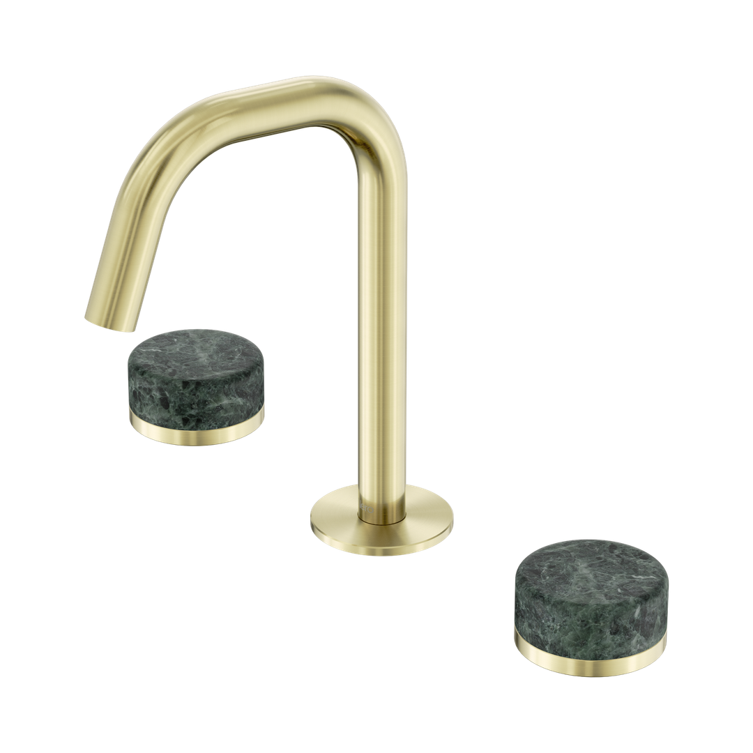 Nero Serenity Basin Set Edge Spout Brushed Gold - Verde Alpi Handle