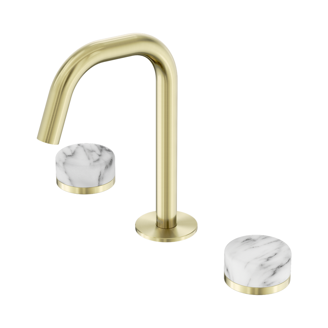 Nero Serenity Basin Set Edge Spout Brushed Gold - Arabescato Corchia Handle