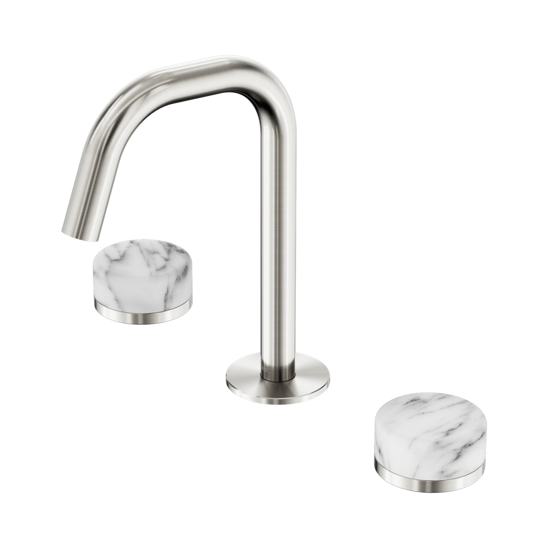 Nero Serenity Basin Set Edge Spout Brushed Nickel - Arabescato Corchia Handle