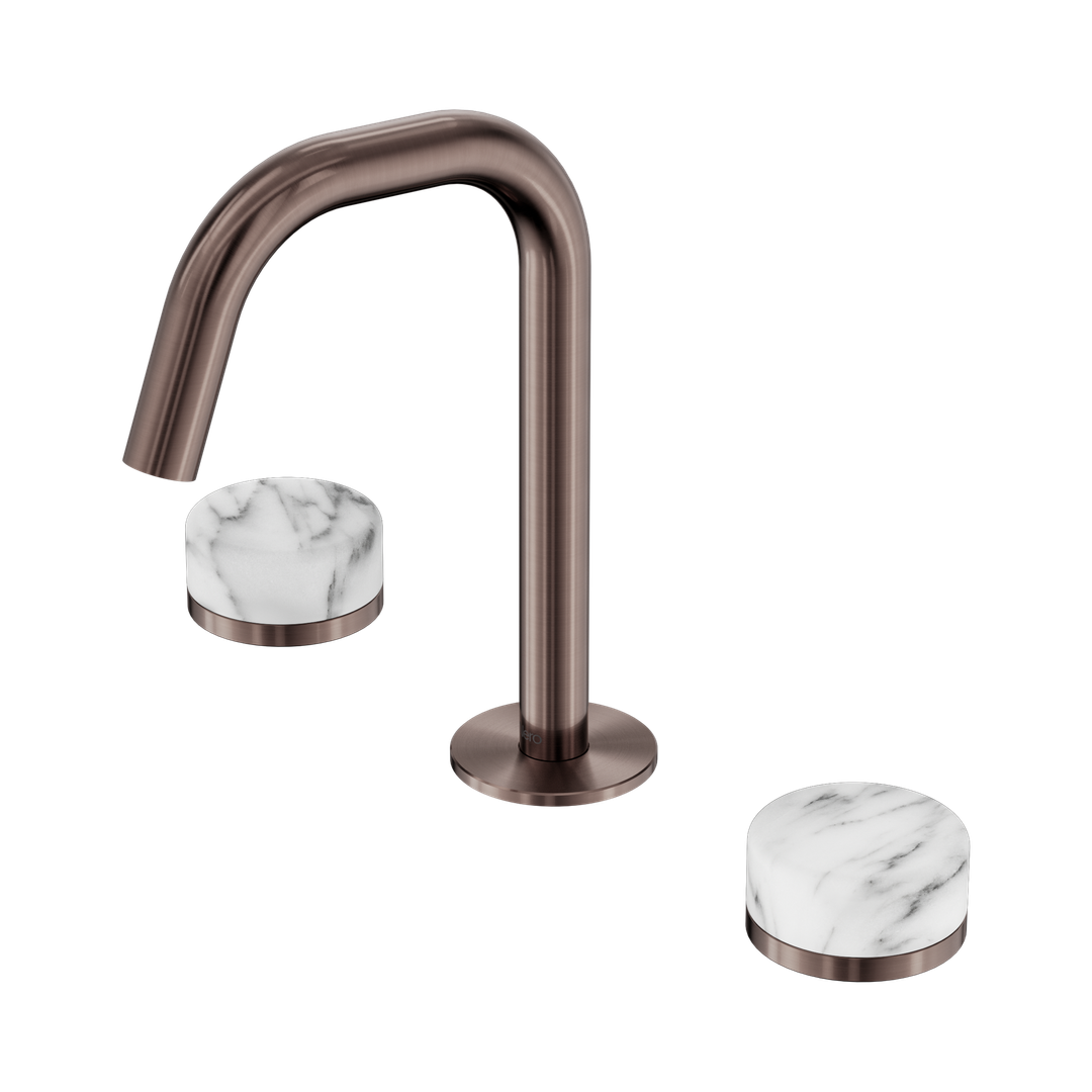 Nero Serenity Basin Set Edge Spout Brushed Bronze - Arabescato Corchia Handle