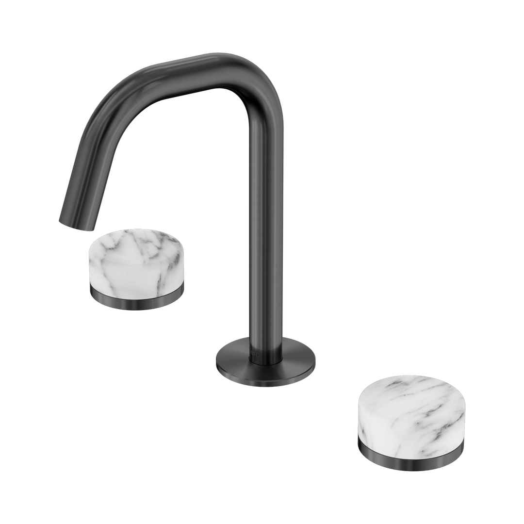 Nero Serenity Basin Set Edge Spout Gunmetal - Arabescato Corchia Handle