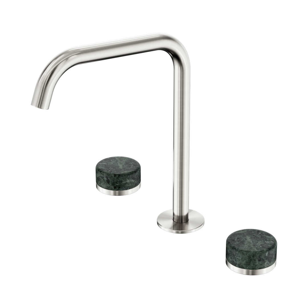 Nero Serenity Bath/Kitchen Set Edge Spout Brushed Nickel - Verde Alpi Handle