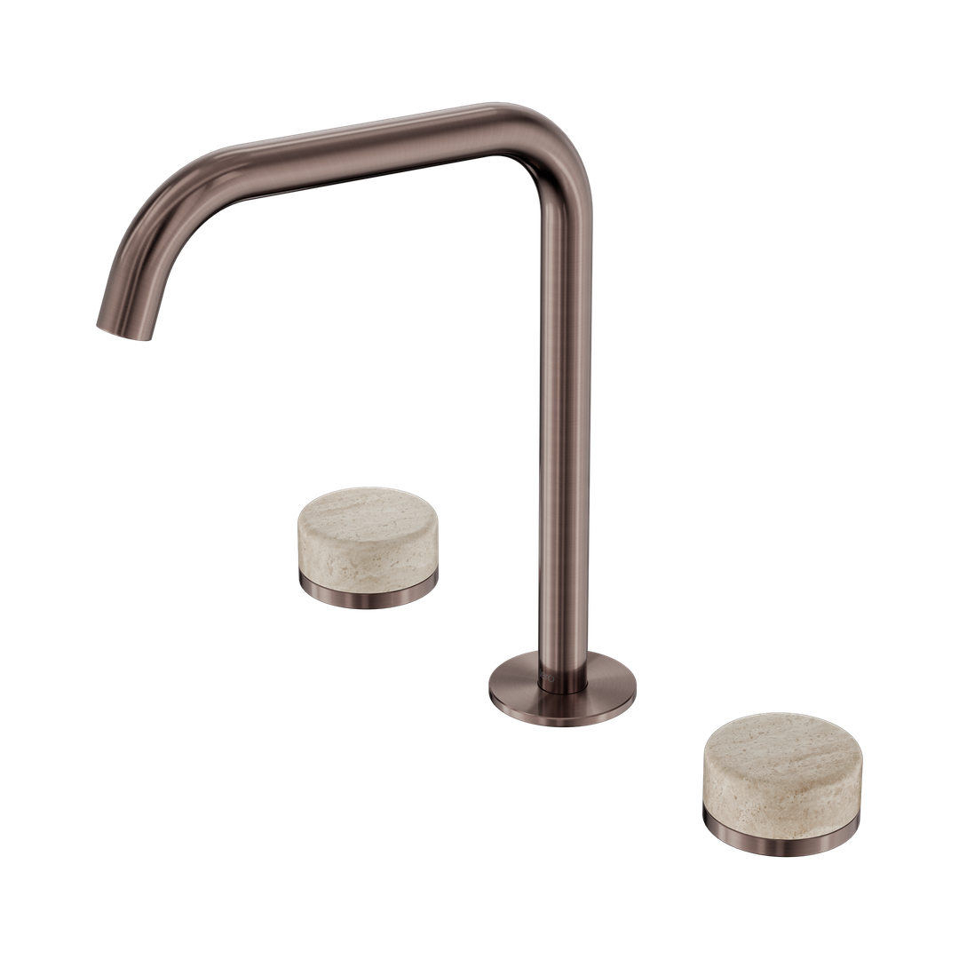 Nero Serenity Bath/Kitchen Set Edge Spout Brushed Bronze - Rome Travertine Handle