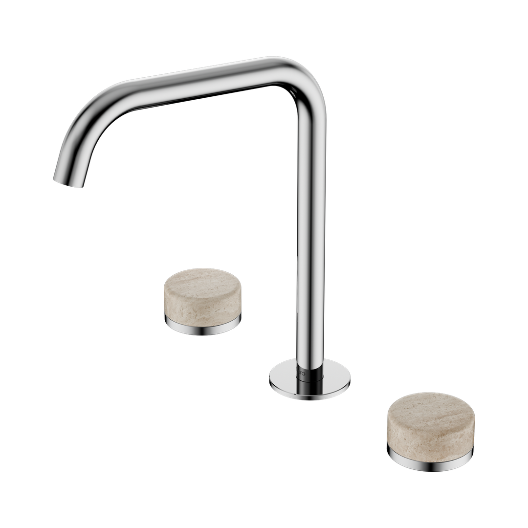 Nero Serenity Bath/Kitchen Set Edge Spout Chrome - Rome Travertine Handle