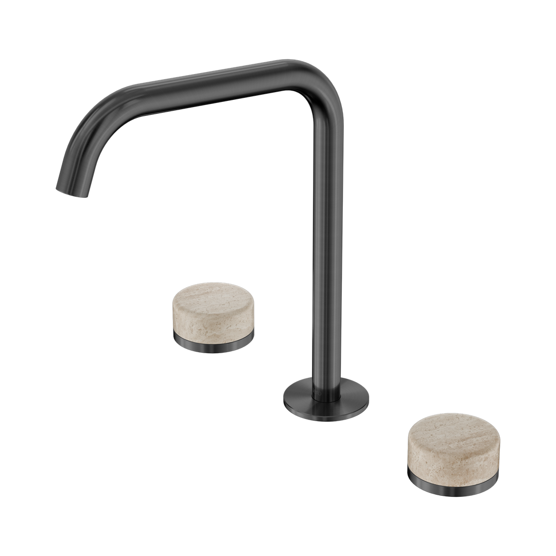 Nero Serenity Bath/Kitchen Set Edge Spout Gunmetal - Rome Travertine Handle