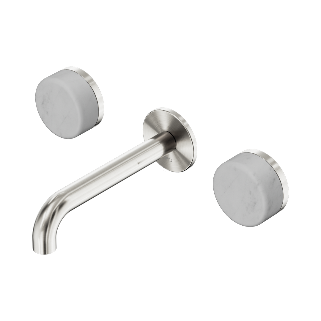 Nero Serenity Wall Basin Set 160Mm Spout Brushed Nickel - Carrara Handle