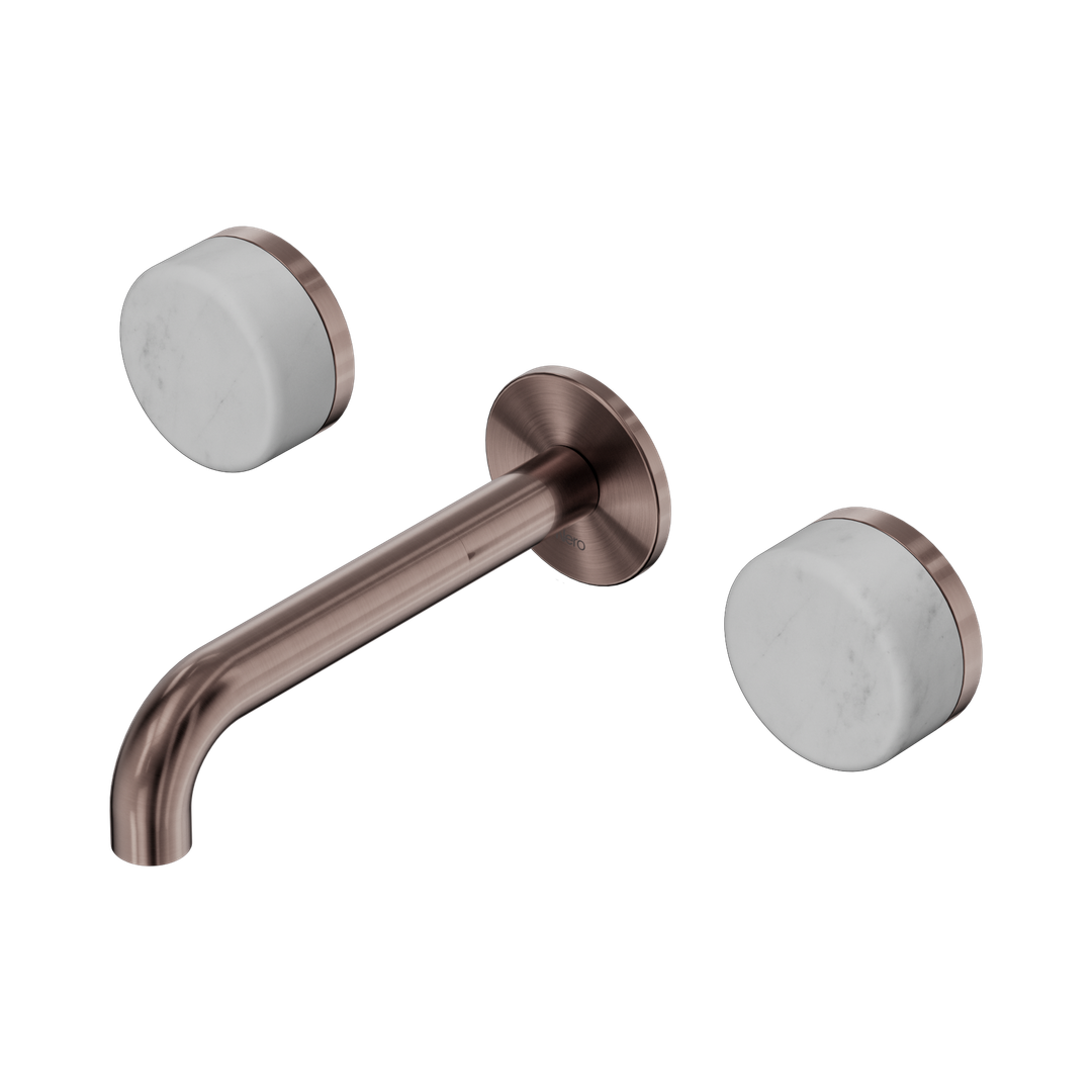 Nero Serenity Wall Basin Set 160Mm Spout Brushed Bronze - Carrara Handle