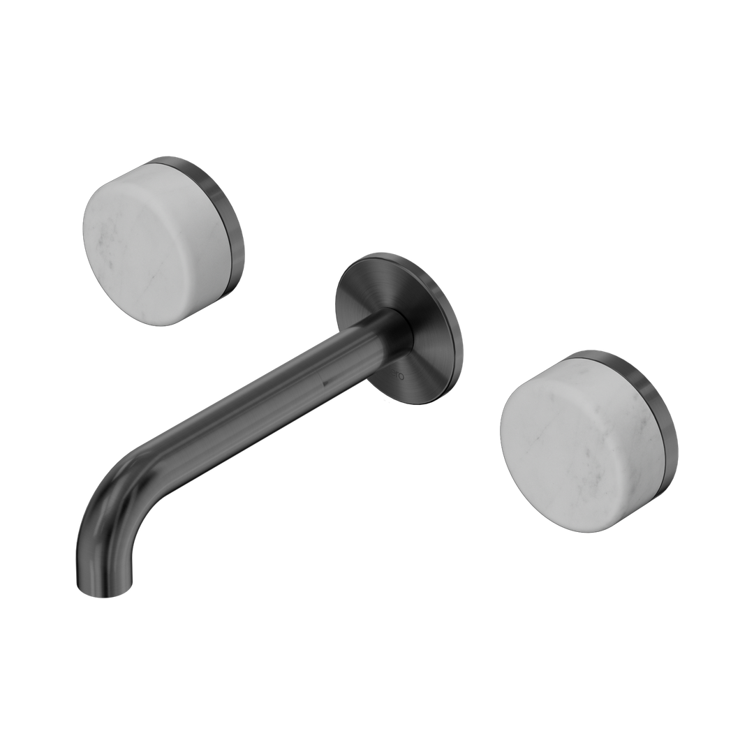 Nero Serenity Wall Basin Set 160Mm Spout Gunmetal - Carrara Handle