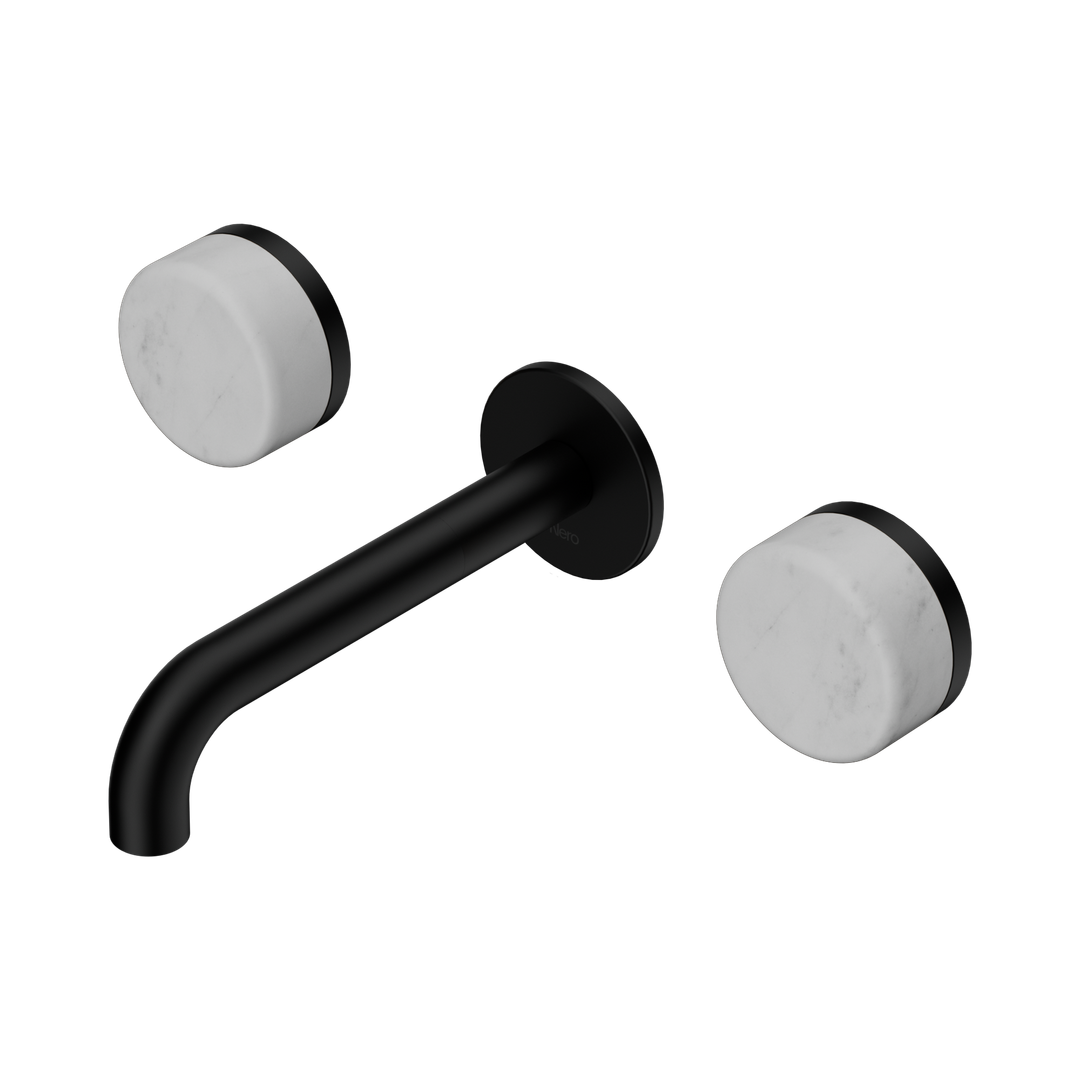 Nero Serenity Wall Basin Set 160Mm Spout Matte Black - Carrara Handle