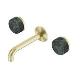 Nero Serenity Wall Basin Set 160Mm Spout Brushed Gold - Verde Alpi Handle