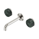 Nero Serenity Wall Basin Set 160Mm Spout Brushed Nickel - Verde Alpi Handle