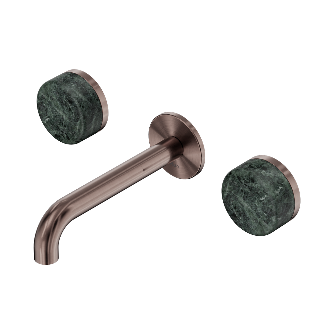 Nero Serenity Wall Basin Set 160Mm Spout Brushed Bronze - Verde Alpi Handle