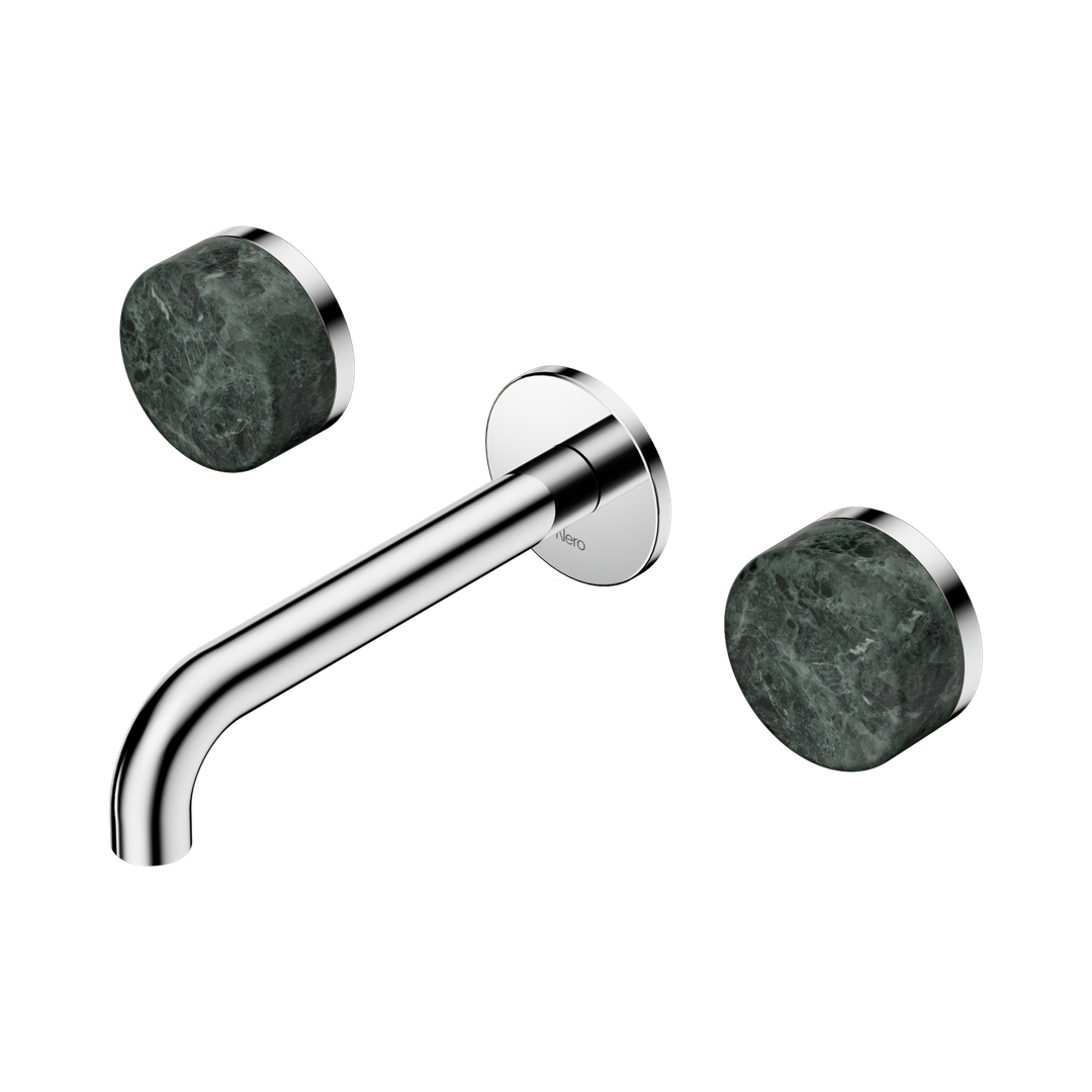 Nero Serenity Wall Basin Set 160Mm Spout Chrome - Verde Alpi Handle