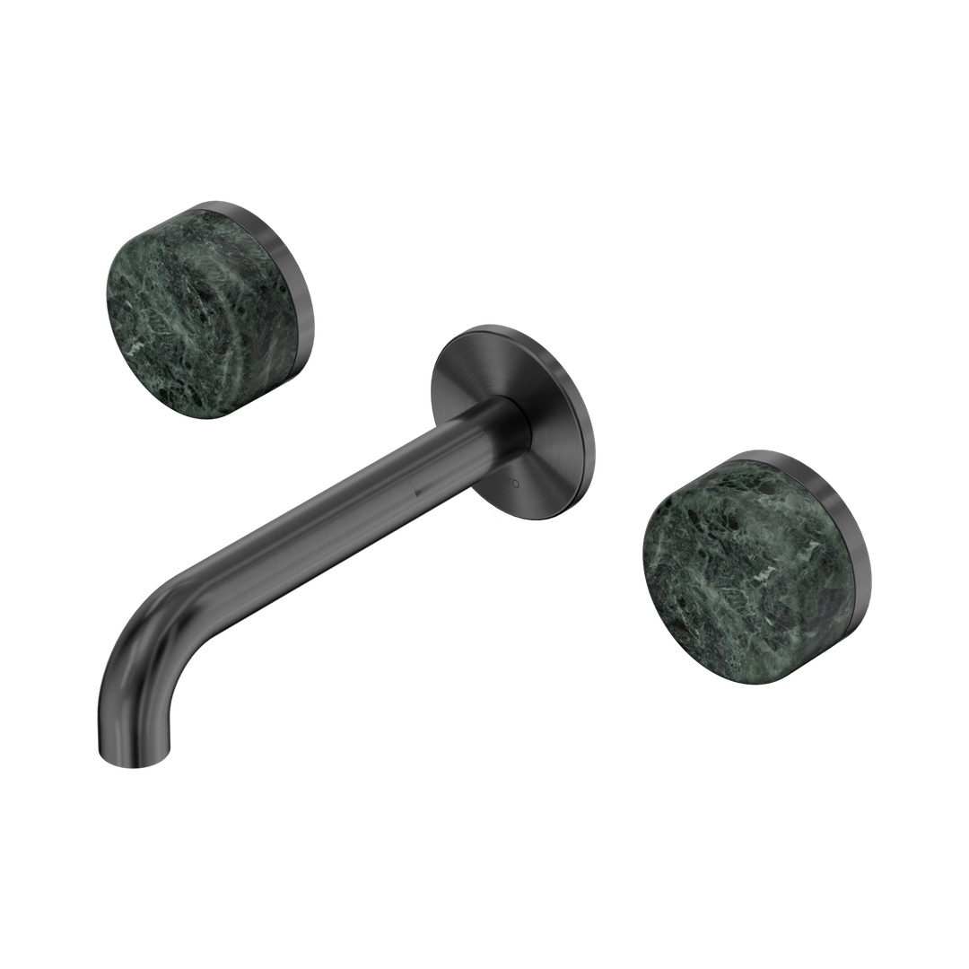 Nero Serenity Wall Basin Set 160Mm Spout Gunmetal - Verde Alpi Handle