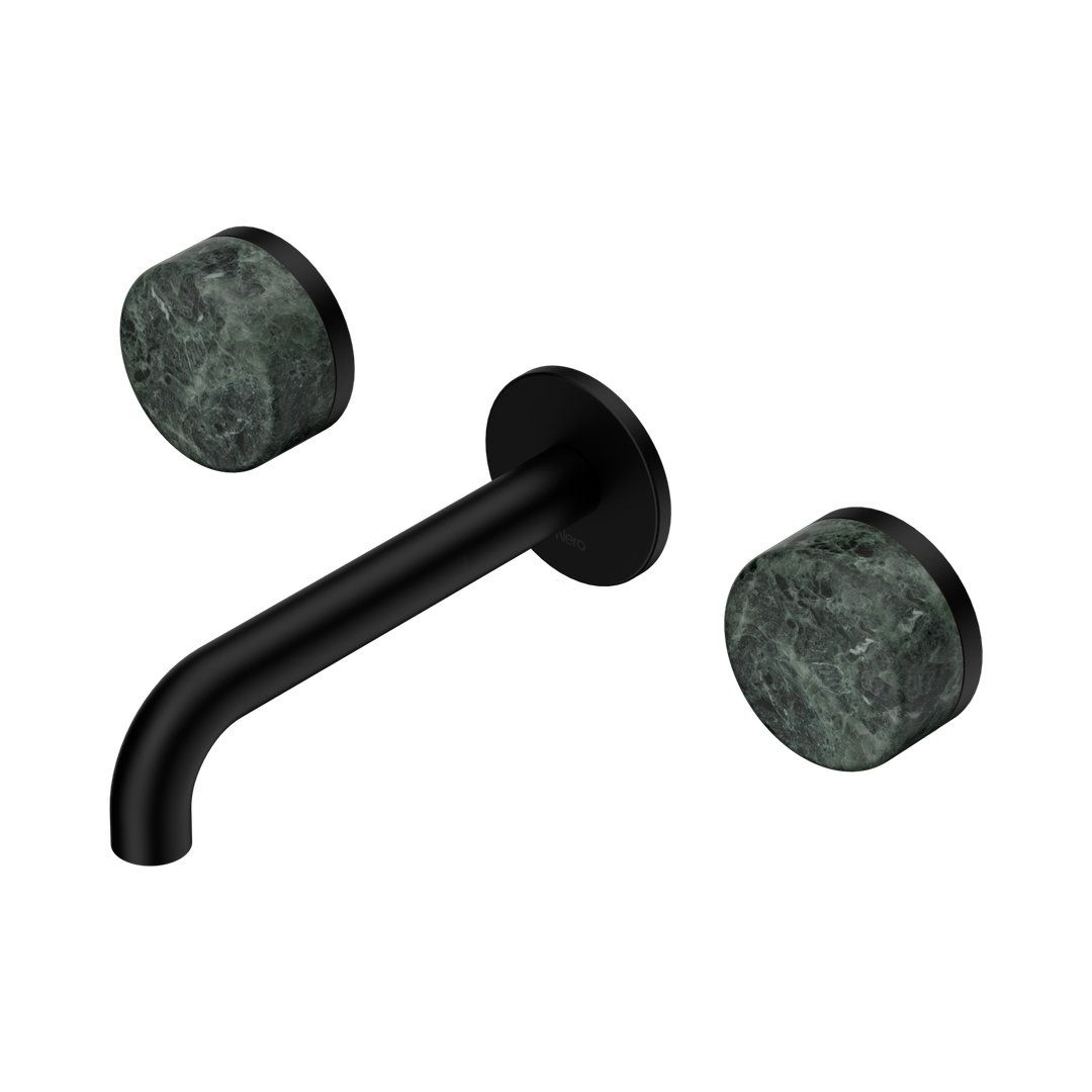 Nero Serenity Wall Basin Set 160Mm Spout Matte Black - Verde Alpi Handle