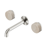 Nero Serenity Wall Basin Set 160Mm Spout Brushed Nickel - Rome Travertine Handle
