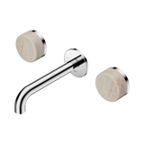 Nero Serenity Wall Basin Set 160Mm Spout Chrome - Rome Travertine Handle