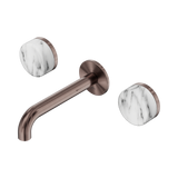 Nero Serenity Wall Basin Set 160Mm Spout Brushed Bronze - Arabescato Corchia Handle