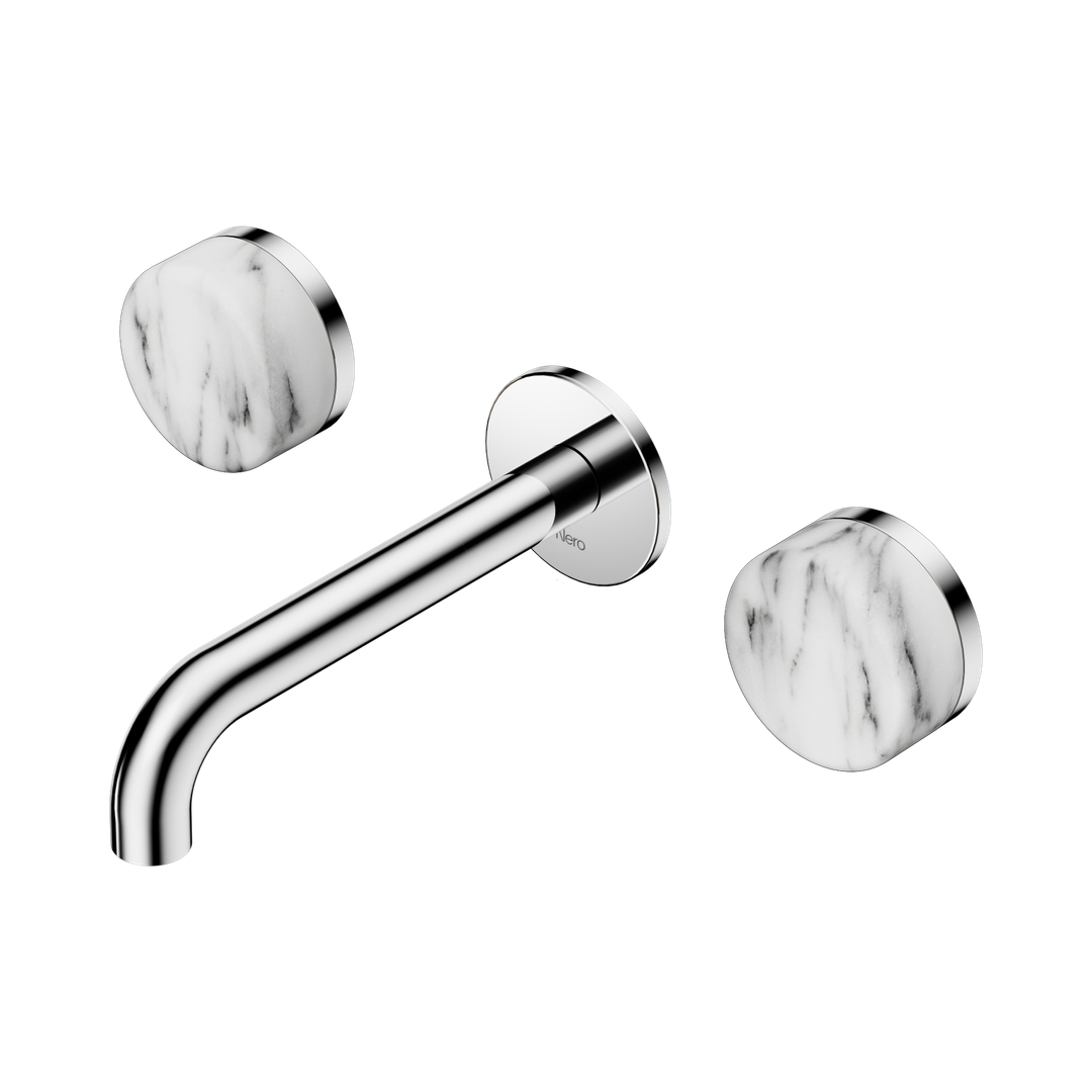 Nero Serenity Wall Basin Set 160Mm Spout Chrome - Arabescato Corchia Handle