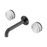 Nero Serenity Wall Basin Set 160Mm Spout Gunmetal - Arabescato Corchia Handle
