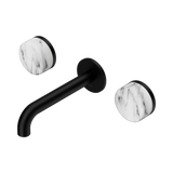 Nero Serenity Wall Basin Set 160Mm Spout Matte Black - Arabescato Corchia Handle