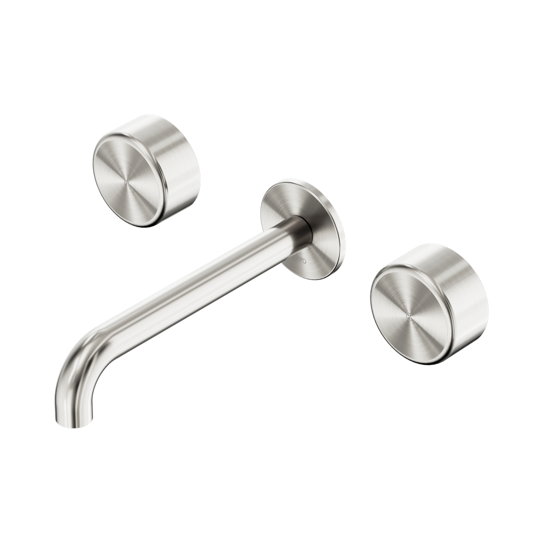 Nero Serenity Wall Basin Set 160Mm Spout Brushed Nickel - Metal Handle