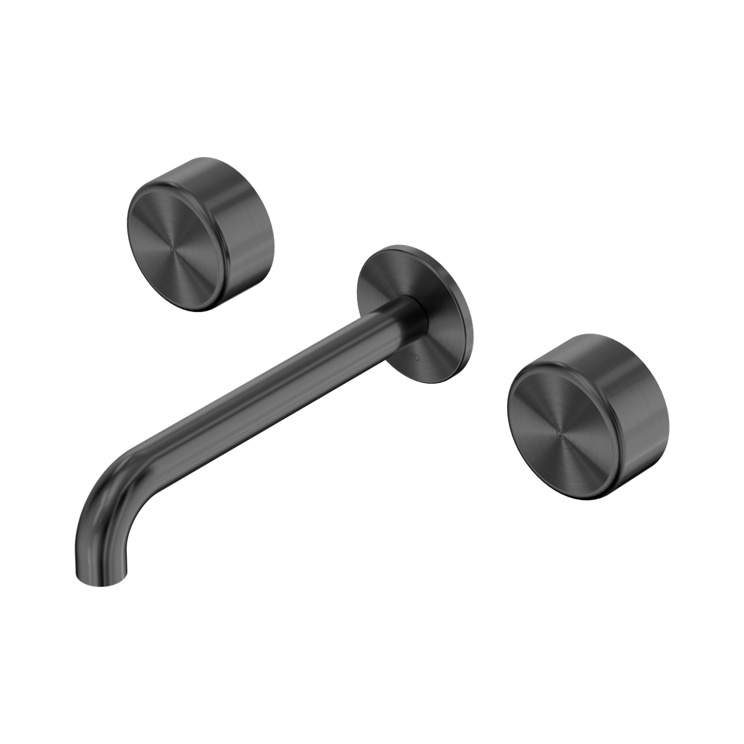 Nero Serenity Wall Basin Set 160Mm Spout Gunmetal - Metal Handle