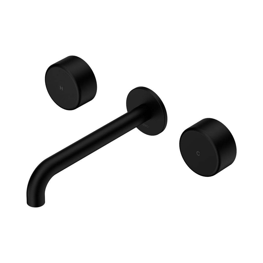 Nero Serenity Wall Basin Set 160Mm Spout Matte Black - Metal Handle