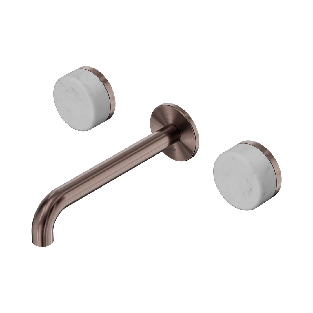 Nero Serenity Wall Basin Set 185Mm Spout Brushed Bronze - Carrara Handle