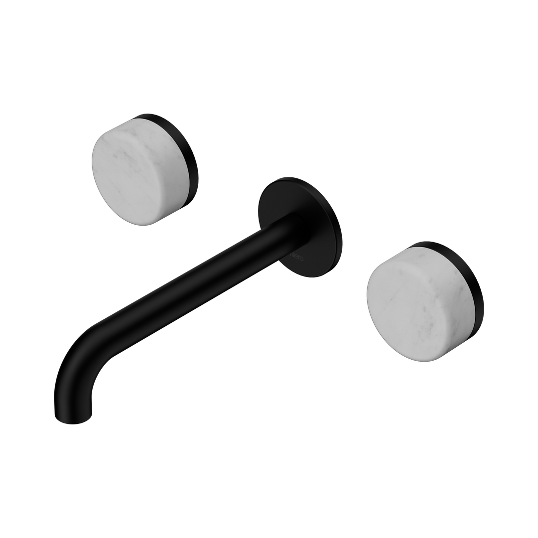 Nero Serenity Wall Basin Set 185Mm Spout Matte Black - Carrara Handle
