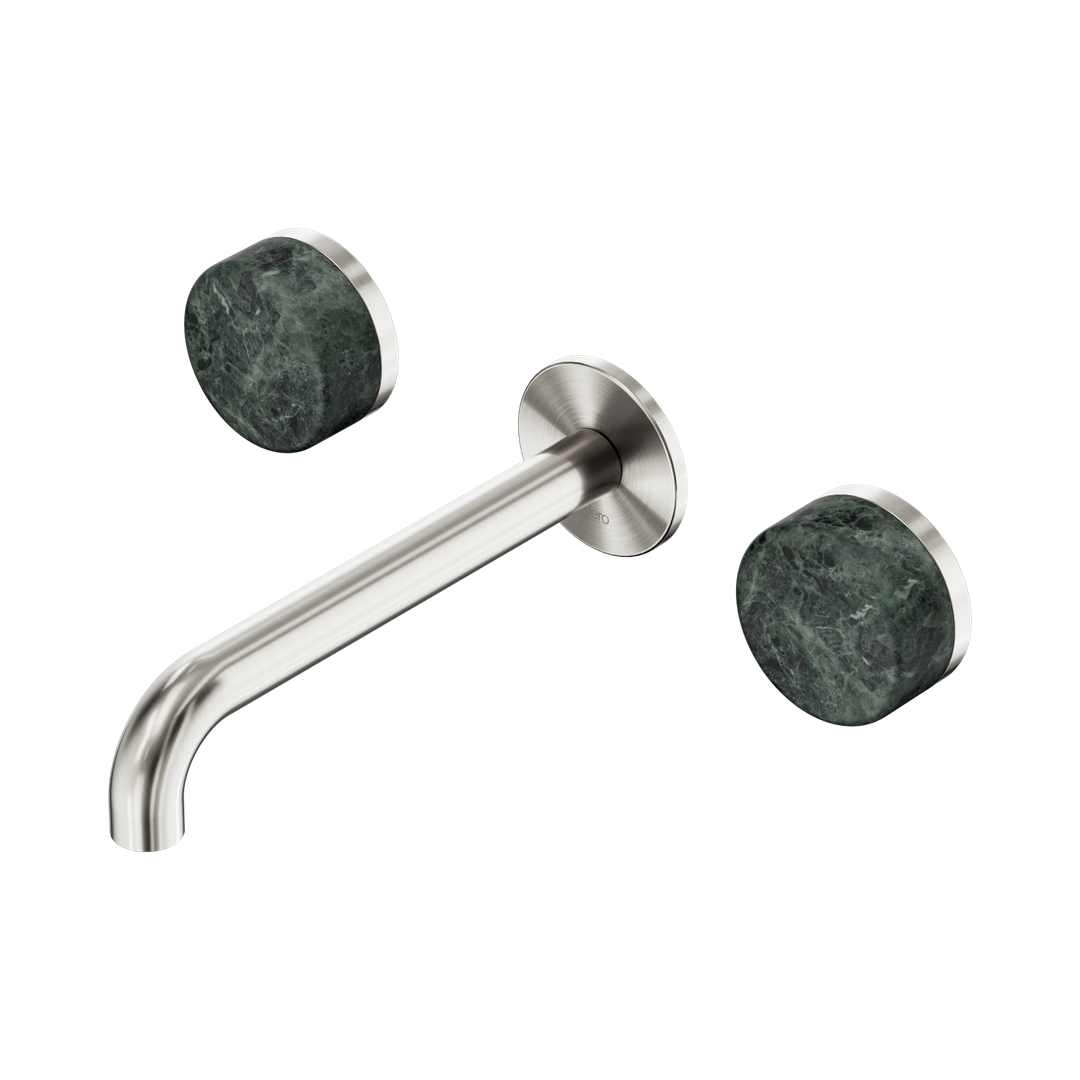 Nero Serenity Wall Basin Set 185Mm Spout Brushed Nickel - Verde Alpi Handle